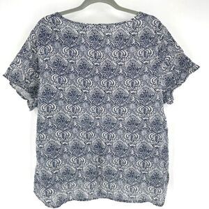 Rachel Zoe 100% Linen Boxy Floral Short Sleeve T Shirt Size 1X Plus Coastal